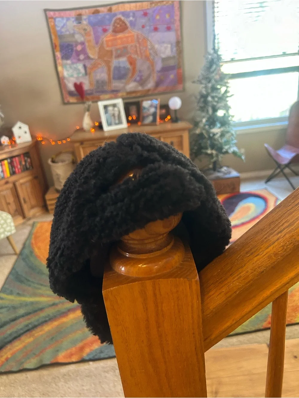 Black Faux-Shearling Baseball Cap. NWOT.